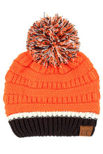 Load image into Gallery viewer, C.C Team Color Ribbed Beanie with Pom Winter Hat: 5.navy/Silver
