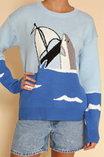 Load image into Gallery viewer, Shark attack knit sweater: Blue multi / M
