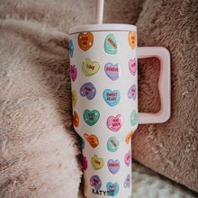 Load image into Gallery viewer, Candy Heart Valentine's Stainless Steel Tumbler: Light Pink
