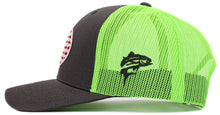 Load image into Gallery viewer, USA Fish Flag Mesh Back Ballcap: BLK-BLK
