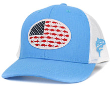 Load image into Gallery viewer, USA Fish Flag Mesh Back Ballcap: BLK-BLK
