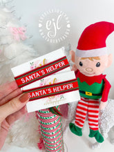 Load image into Gallery viewer, SANTA'S HELPER Christmas Bracelet Embroidered / Holiday: Red/White
