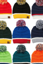 Load image into Gallery viewer, C.C Team Color Ribbed Beanie with Pom Winter Hat: 5.navy/Silver
