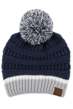 Load image into Gallery viewer, C.C Team Color Ribbed Beanie with Pom Winter Hat: 4.green/Gold
