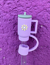 Load image into Gallery viewer, Tumbler Flower Large Straw Toppers: Grey
