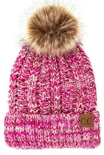 Load image into Gallery viewer, C.C Fuzzy Fleece Lining Knit Hat With Pom: 32
