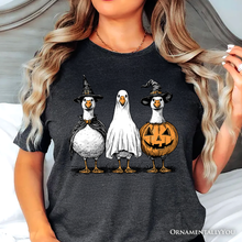 Load image into Gallery viewer, Haunting Honkers Goose T-Shirt, Funny Halloween Costumes Tee: Black / S
