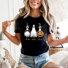 Load image into Gallery viewer, Haunting Honkers Goose T-Shirt, Funny Halloween Costumes Tee: Black / S
