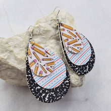 Load image into Gallery viewer, Pencil Three Leather Earrings - Graduation
