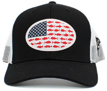 Load image into Gallery viewer, USA Fish Flag Mesh Back Ballcap: BLK-BLK
