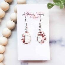 Load image into Gallery viewer, Baseball Laces MINI Teardrop Leather Earrings
