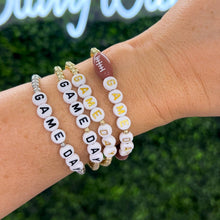 Load image into Gallery viewer, Red Game Day Bracelets &amp;  Necklaces: GAME DAY WORD WITH SILVER PLATED BEADS
