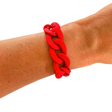 Load image into Gallery viewer, Red Game Day Bracelets &amp;  Necklaces: GAME DAY WORD WITH SILVER PLATED BEADS

