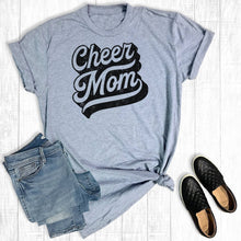 Load image into Gallery viewer, Retro Cheer Mom Graphic Tee: Gray / L / Short Sleeve
