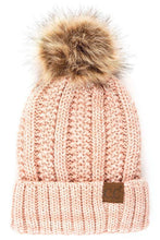 Load image into Gallery viewer, C.C Fuzzy Fleece Lining Knit Hat With Pom: 32
