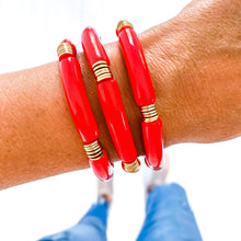 Load image into Gallery viewer, Red Game Day Bracelets &amp;  Necklaces: GAME DAY WORD WITH SILVER PLATED BEADS
