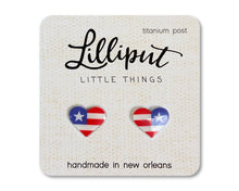 Load image into Gallery viewer, American Flag Heart Earrings // Fourth of July // July 4
