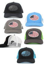 Load image into Gallery viewer, USA Fish Flag Mesh Back American Flag Baseball Cap: Black/Black
