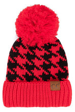 Load image into Gallery viewer, C.C Houndstooth Knit Beanie With Pom: Light Grey/Black
