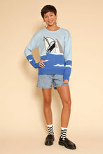 Load image into Gallery viewer, Shark attack knit sweater: Blue multi / M
