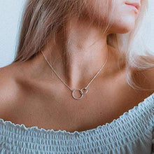Load image into Gallery viewer, To My Daughter • Inspirational Jewelry • Two Connected Eternity Circles • 925 Sterling Silver Necklace • Gifts for Her • From Mom Dad • Ideas for Birthday Christmas Graduation Wedding • Infinite Love
