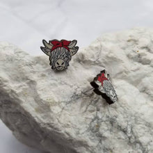 Load image into Gallery viewer, Highland Cow Stud Earrings - Wooden
