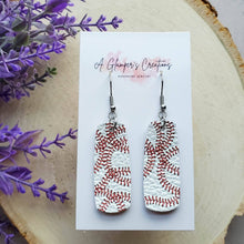 Load image into Gallery viewer, Baseball Laces Mini Bar Leather Earrings

