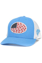 Load image into Gallery viewer, USA Fish Flag Mesh Back American Flag Baseball Cap: Black/Black

