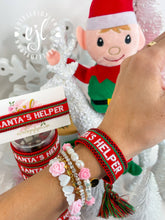 Load image into Gallery viewer, SANTA'S HELPER Christmas Bracelet Embroidered / Holiday: Red/White
