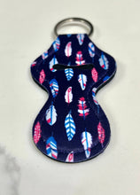Load image into Gallery viewer, Chapstick Holder Keychain: Blue Feather
